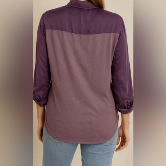Michael Stars Plum Button-Front Blouse Quiet Luxury‎ Officecore Jewelcore Size M - Picture 2 of 10
